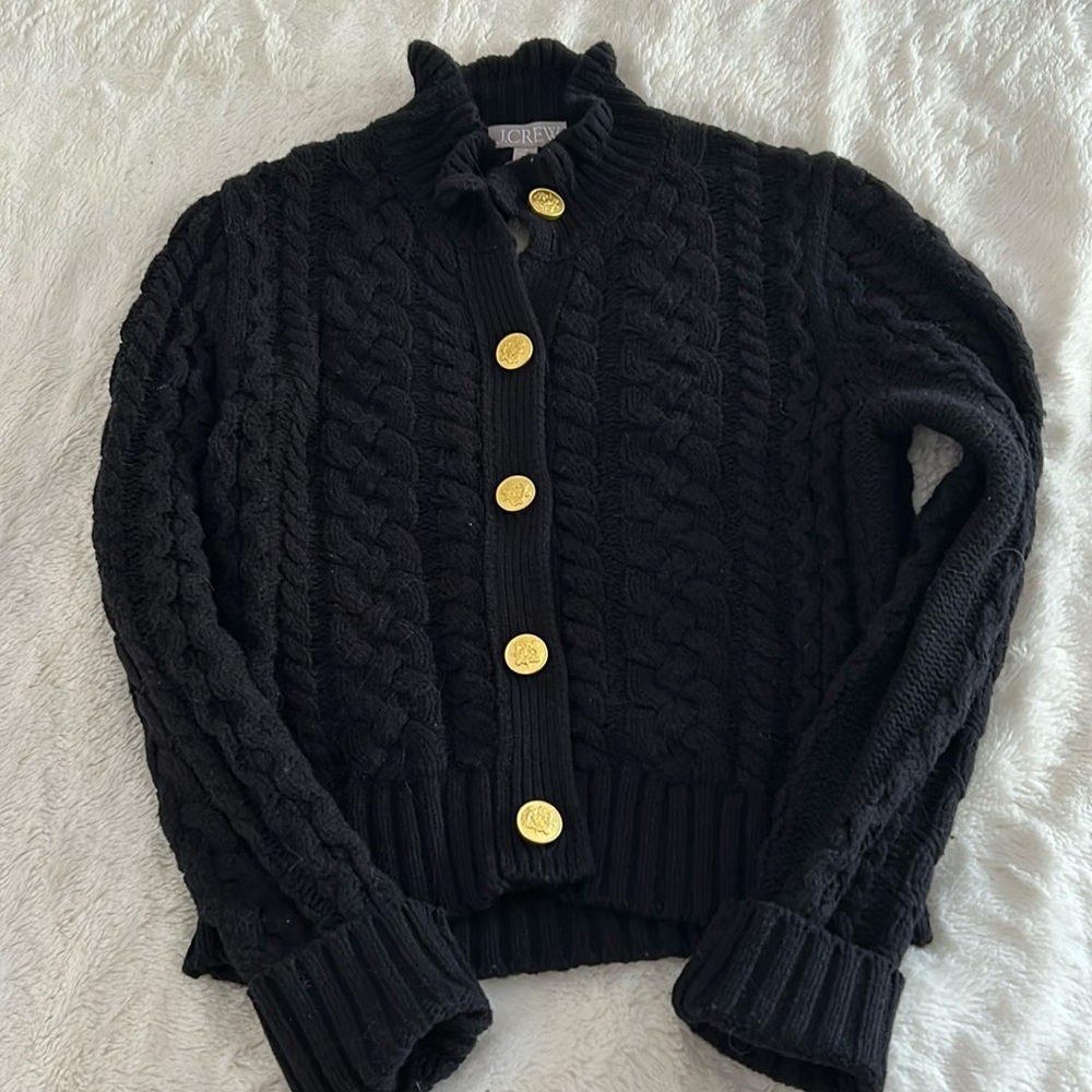 NWT J.Crew Gold Button Cable Knit Cardigan Sweater